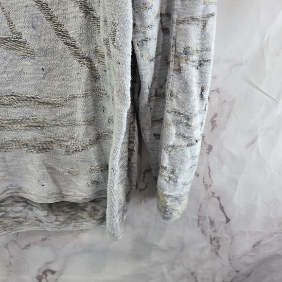 Nic + Zoe Top Womens Large Light Blue Linen Long Sleeve Round Neck Stripe - Picture 4 of 10